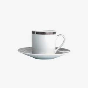 Bernardaud | Feuille d'Argent Espresso Cup - White & Platinum