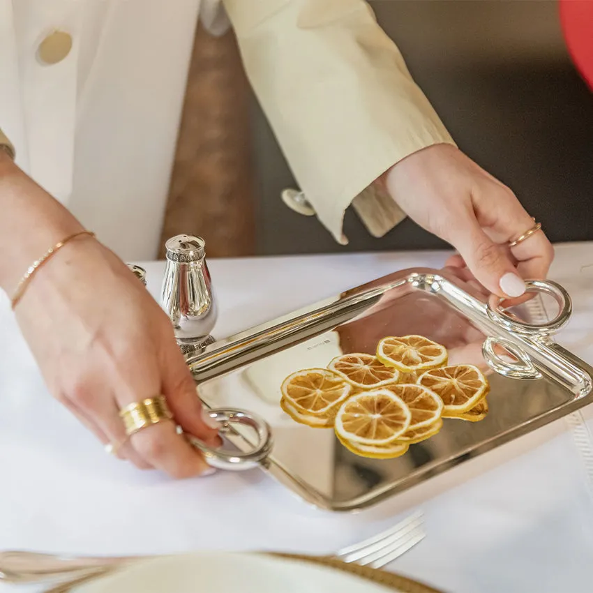 Christofle | Vertigo Rectangular Tray with Handles Silver-Plated
