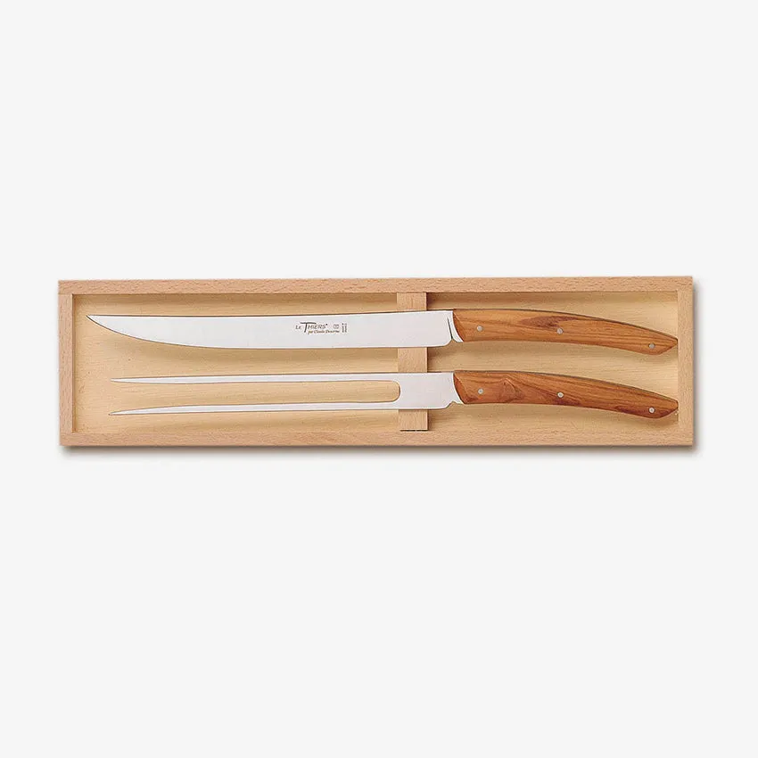 Claude Dozorme | Carving Set in Shiny Olive Wood - Box of 2