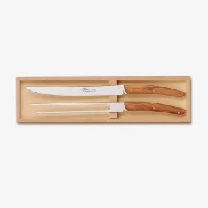 Claude Dozorme | Carving Set in Shiny Olive Wood - Box of 2