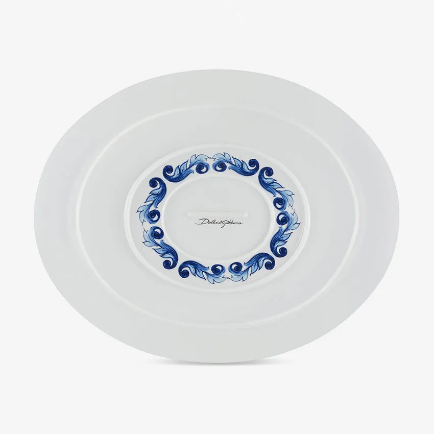 Dolce & Gabbana Casa | Blue Mediterraneo Fiore Oval Serving Plate