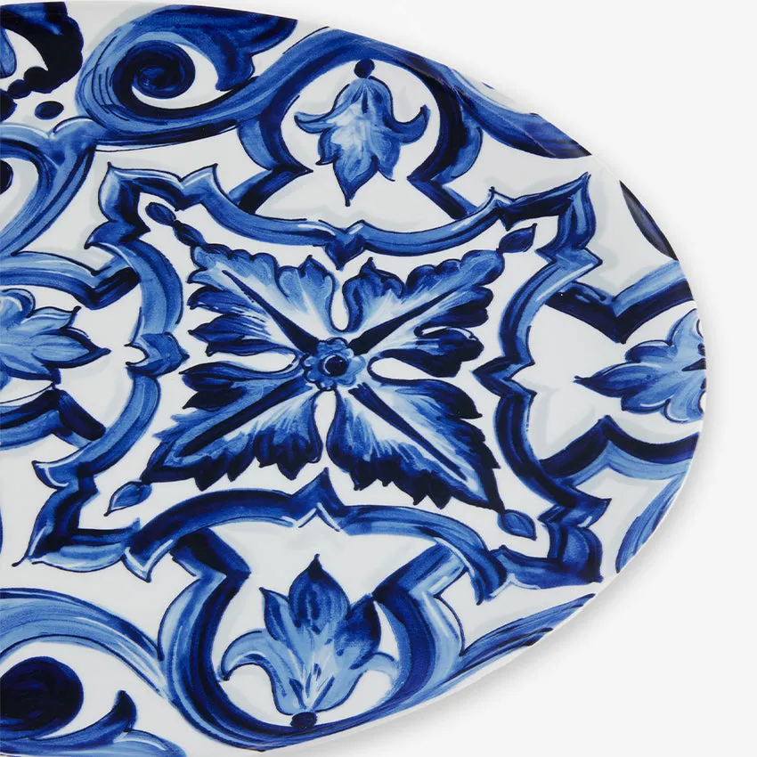 Dolce & Gabbana Casa | Blue Mediterraneo Fiore Oval Serving Plate