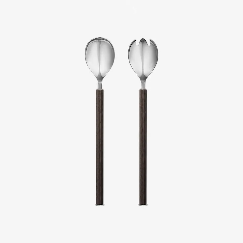 Georg Jensen | Bernadotte Salad Servers - Silver & Brown