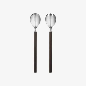 Georg Jensen | Bernadotte Salad Servers - Silver & Brown