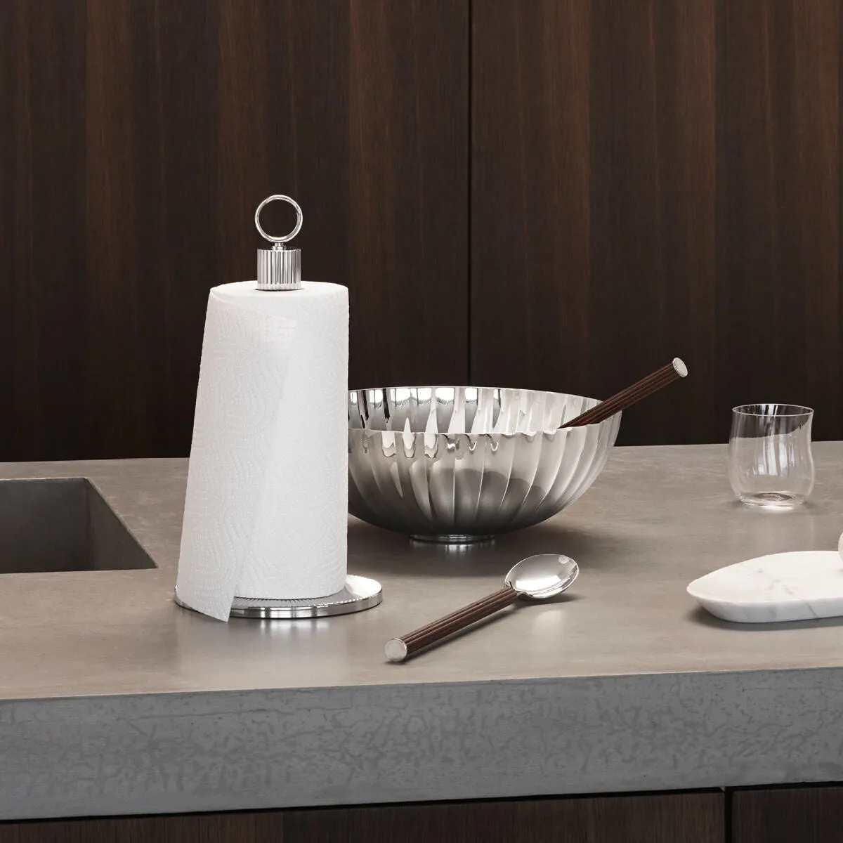 Georg Jensen | Bernadotte Salad Servers - Silver & Brown