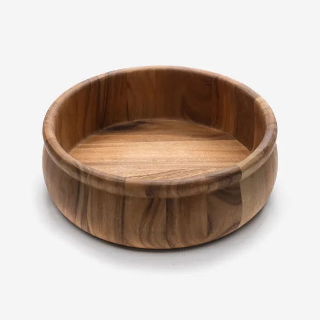 Ironwood | Acacia Bead Rim Large Salad Bowl - Brown