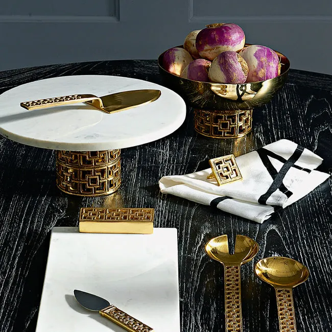Jonathan Adler | Brass Nixon Cake Stand White Marble / Brass