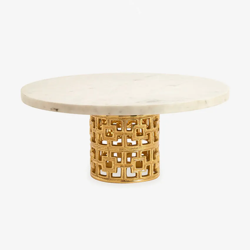 Jonathan Adler | Brass Nixon Cake Stand White Marble / Brass