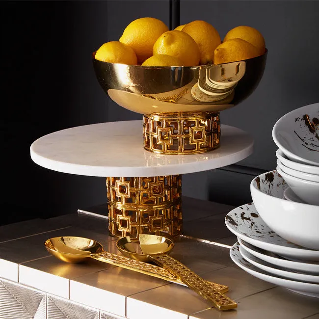 Jonathan Adler | Brass Nixon Cake Stand White Marble / Brass