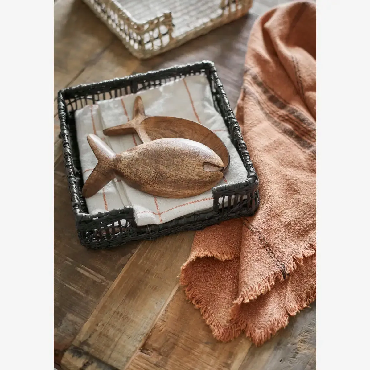 Kitchen Towel - Off White & Tomato