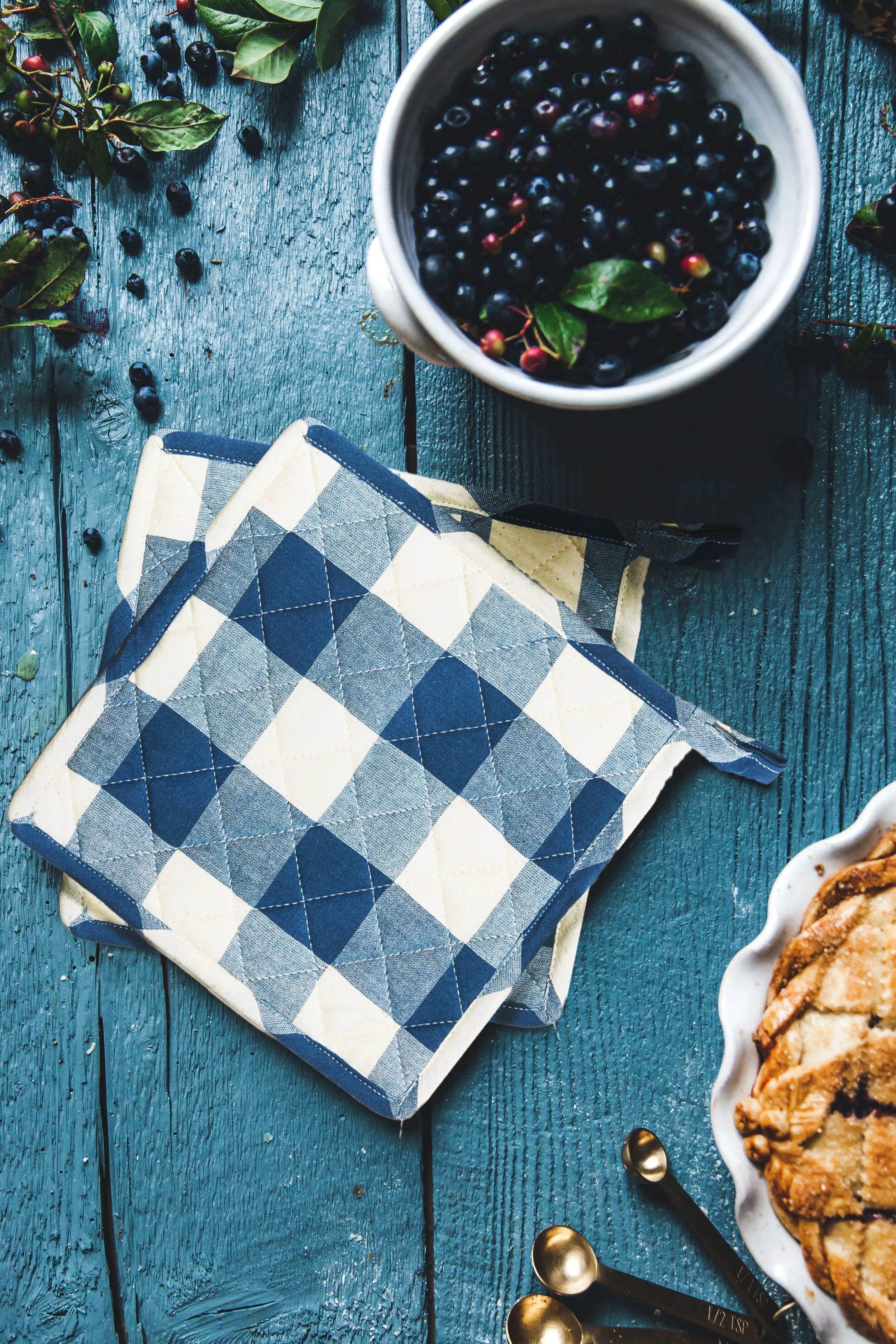 Navy Gingham Potholder