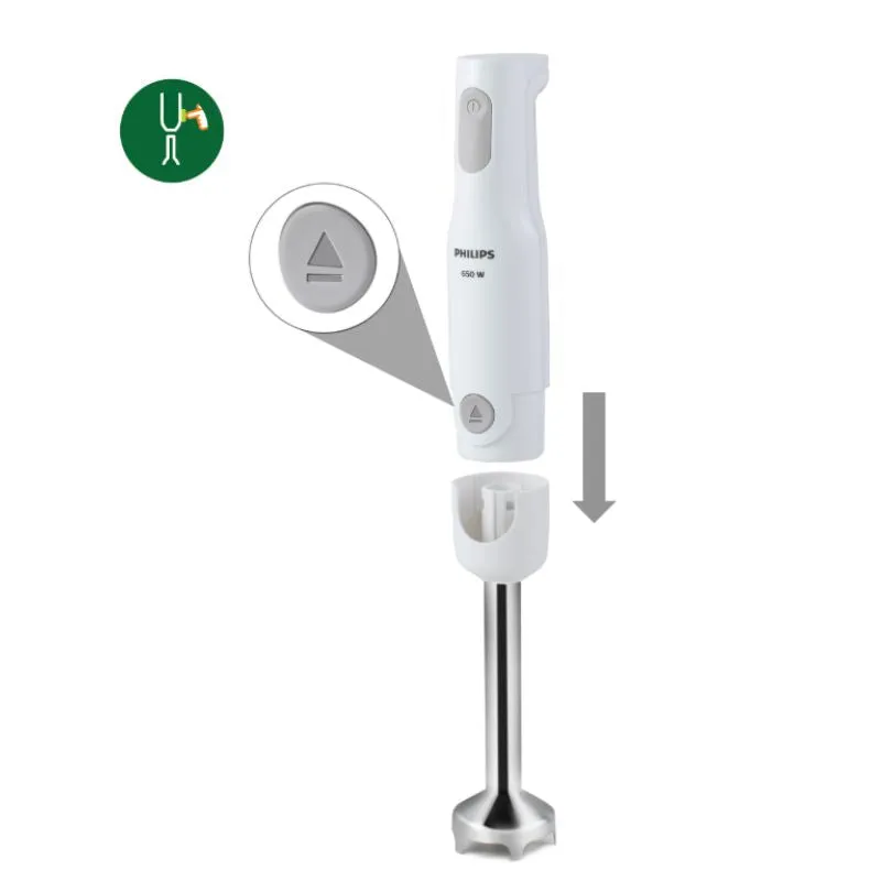 Philips Daily Collection 650 Watt Hand Blender White with Detachable Steel Rod - HL1600/00