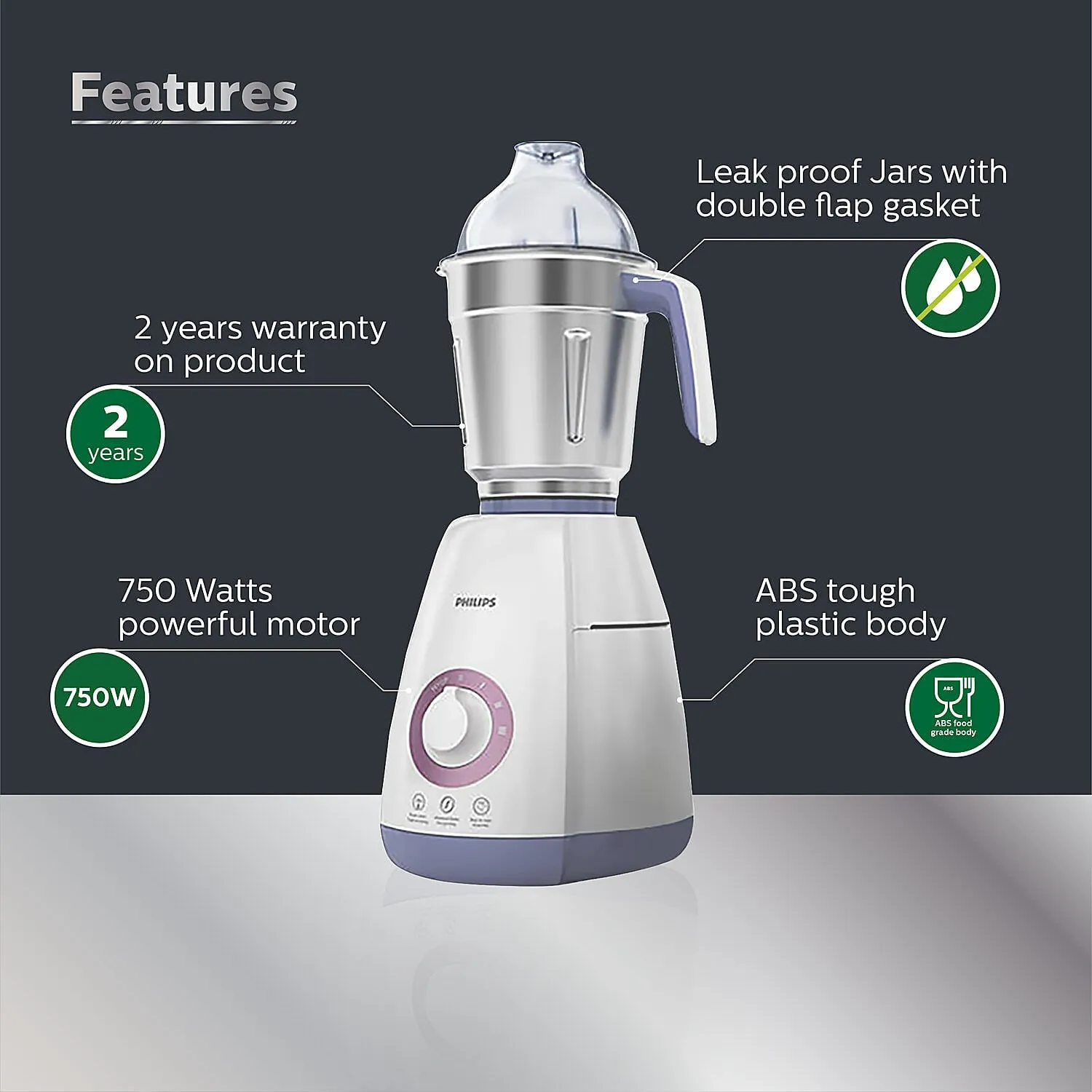 Philips Mixer Grinder 4 Jar 750W - HL7701/01