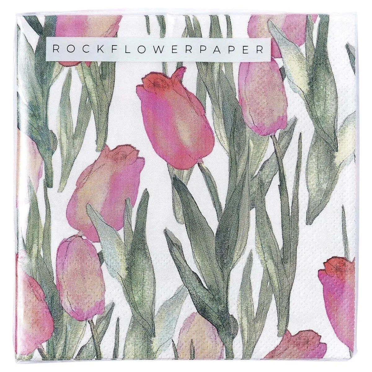 Pink Tulips Paper Cocktail Napkins (Pack of 20)
