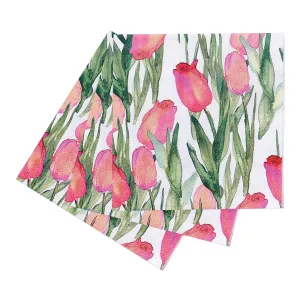 Pink Tulips Paper Cocktail Napkins (Pack of 20)