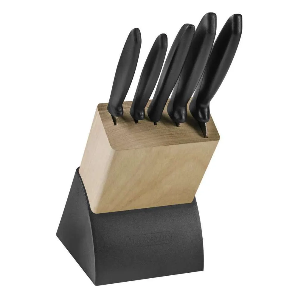 Tramontina Cutleria Plenus Knife Set 6pc Block Stand Black
